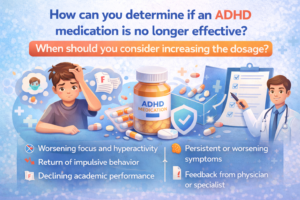 How can you determine if an ADHD medication is no longer effective? When should you consider increasing the dosage?